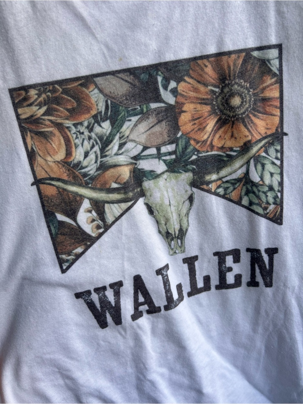 Next Level Apparel White Tank with Floral Longhorn Skull Graphic